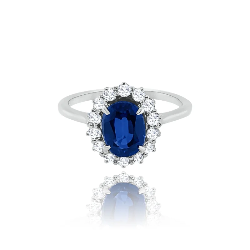 Affordable women's rings for budget-friendly style-Oval cut sapphire & Brilliant cut Diamonds Classic Ring