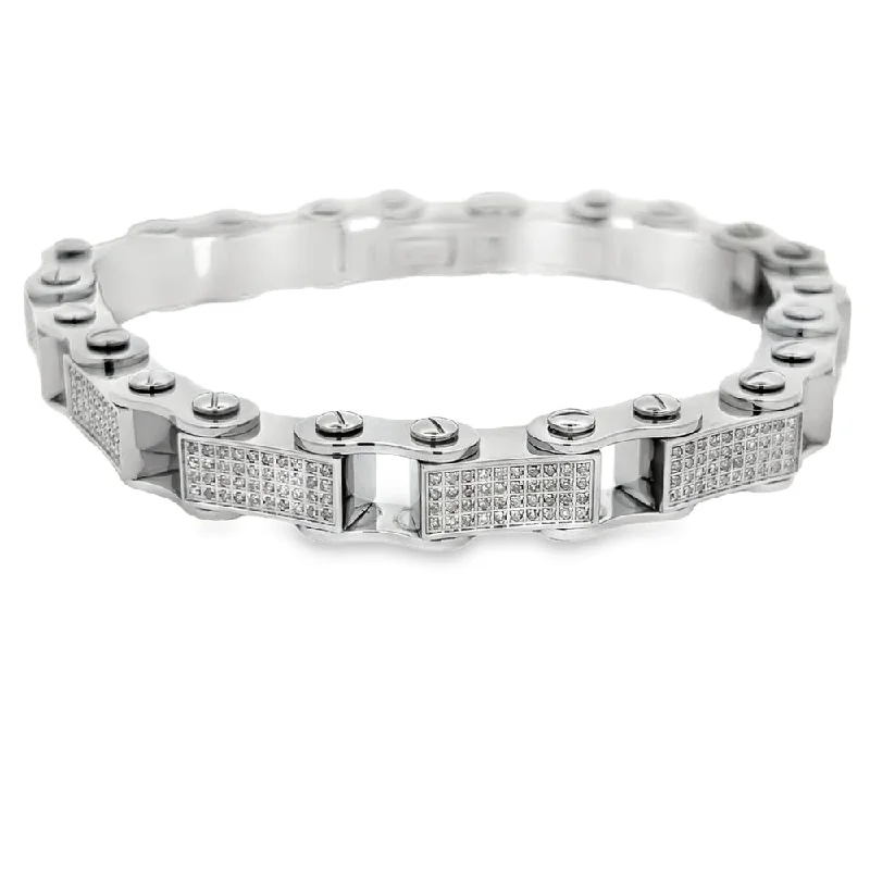 bracelets and bangles with diamonds -4.00cttw Diamond Bike Chain Link Bracelet